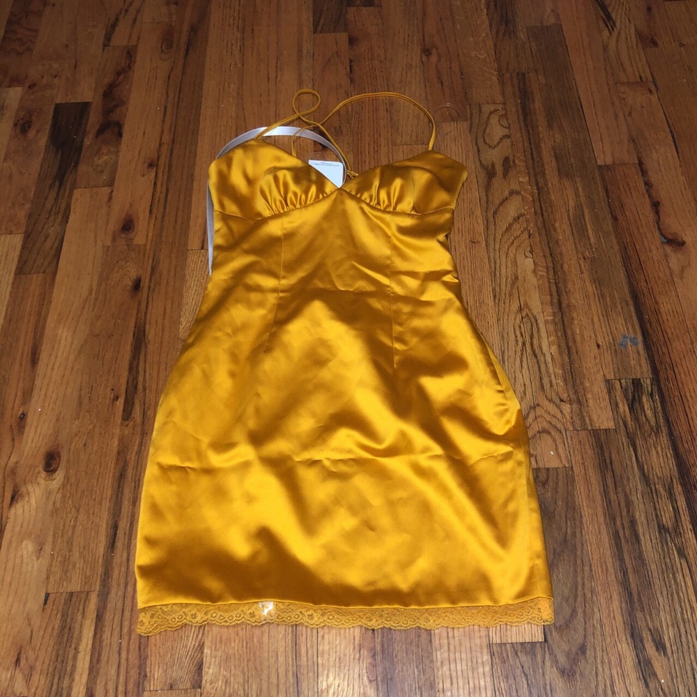 yellow satin courtesan midi dress (FINAL PRICE)